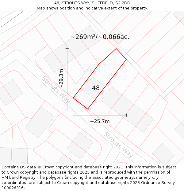 48, STROUTS WAY, SHEFFIELD, S2 2DD: Plot and title map