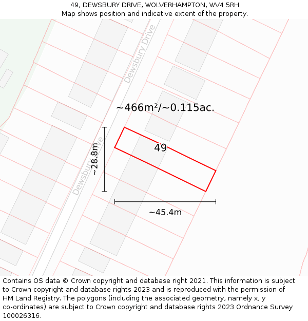 49, DEWSBURY DRIVE, WOLVERHAMPTON, WV4 5RH: Plot and title map