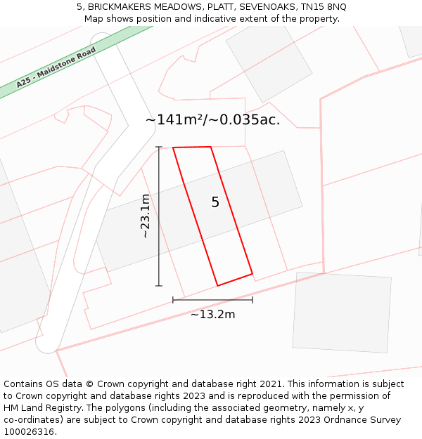 5, BRICKMAKERS MEADOWS, PLATT, SEVENOAKS, TN15 8NQ: Plot and title map