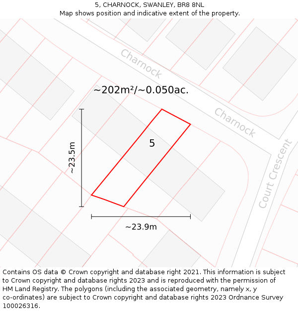 5, CHARNOCK, SWANLEY, BR8 8NL: Plot and title map