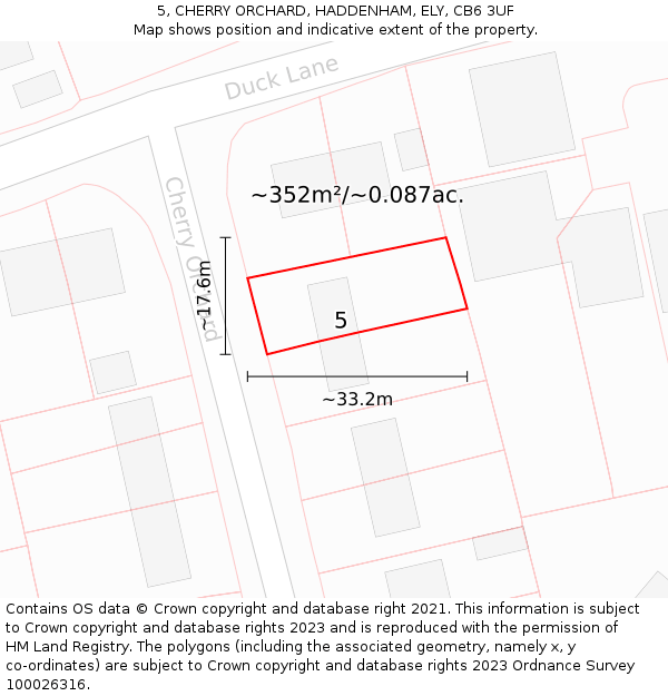 5, CHERRY ORCHARD, HADDENHAM, ELY, CB6 3UF: Plot and title map
