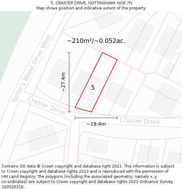 5, CRASTER DRIVE, NOTTINGHAM, NG6 7FJ: Plot and title map