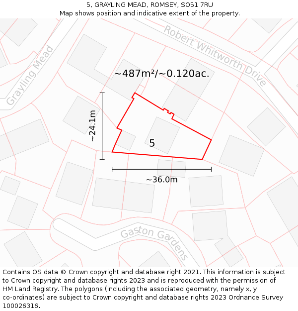 5, GRAYLING MEAD, ROMSEY, SO51 7RU: Plot and title map