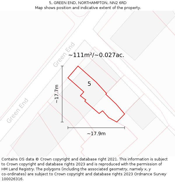 5, GREEN END, NORTHAMPTON, NN2 6RD: Plot and title map