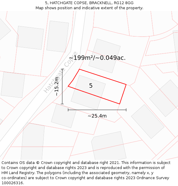 5, HATCHGATE COPSE, BRACKNELL, RG12 8GG: Plot and title map