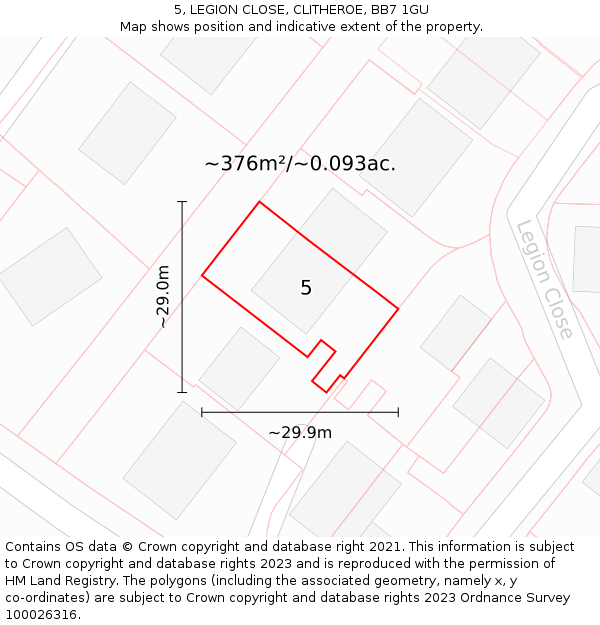 5, LEGION CLOSE, CLITHEROE, BB7 1GU: Plot and title map