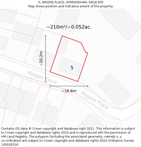 5, MAGPIE PLACE, WYMONDHAM, NR18 9FR: Plot and title map