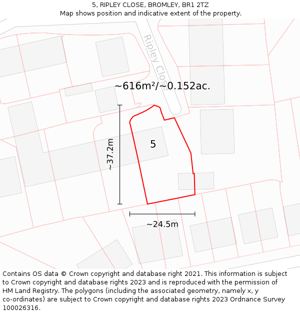 5, RIPLEY CLOSE, BROMLEY, BR1 2TZ: Plot and title map
