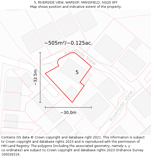 5, RIVERSIDE VIEW, WARSOP, MANSFIELD, NG20 0FF: Plot and title map