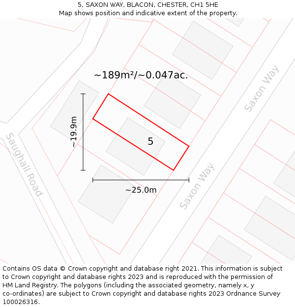 5, SAXON WAY, BLACON, CHESTER, CH1 5HE: Plot and title map