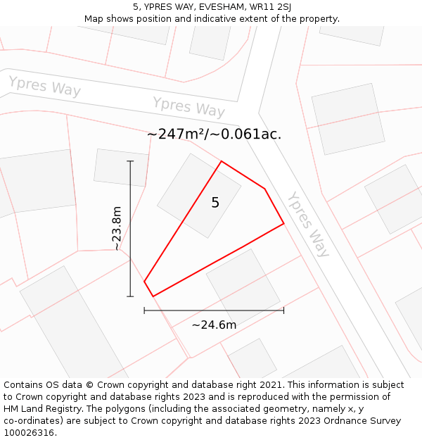 5, YPRES WAY, EVESHAM, WR11 2SJ: Plot and title map