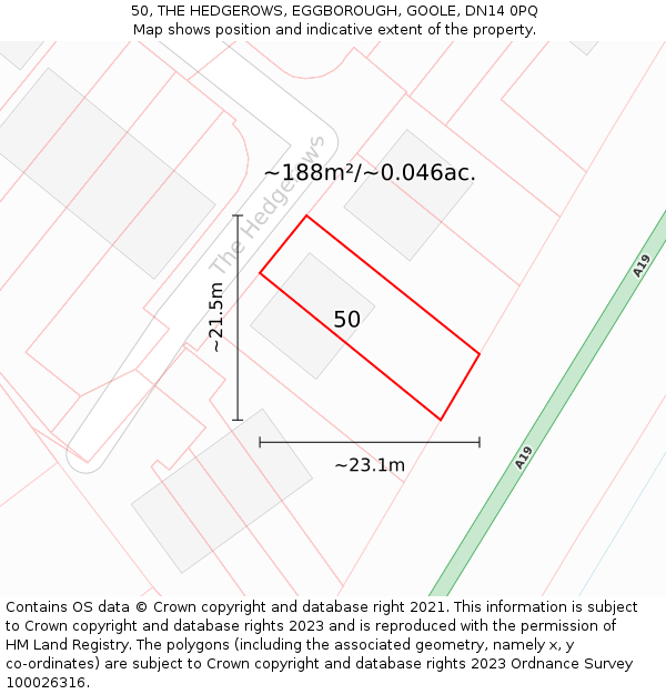 50, THE HEDGEROWS, EGGBOROUGH, GOOLE, DN14 0PQ: Plot and title map