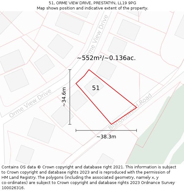 51, ORME VIEW DRIVE, PRESTATYN, LL19 9PG: Plot and title map