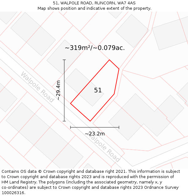 51, WALPOLE ROAD, RUNCORN, WA7 4AS: Plot and title map