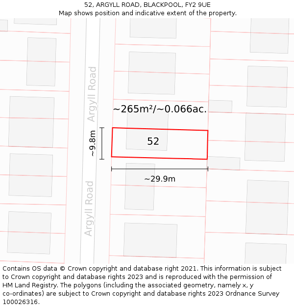 52, ARGYLL ROAD, BLACKPOOL, FY2 9UE: Plot and title map