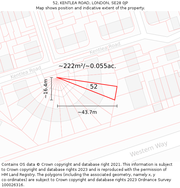 52, KENTLEA ROAD, LONDON, SE28 0JP: Plot and title map