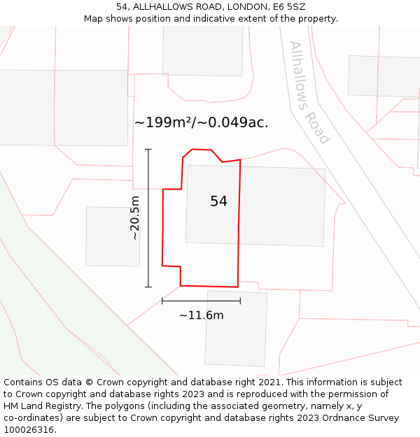 54, ALLHALLOWS ROAD, LONDON, E6 5SZ: Plot and title map