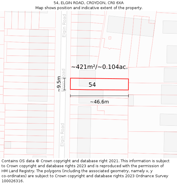 54, ELGIN ROAD, CROYDON, CR0 6XA: Plot and title map