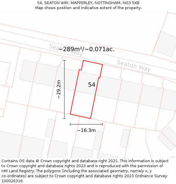 54, SEATON WAY, MAPPERLEY, NOTTINGHAM, NG3 5XB: Plot and title map