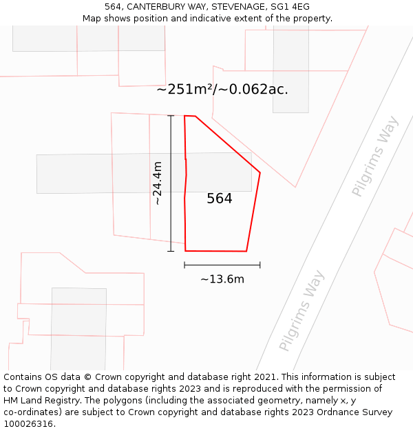 564, CANTERBURY WAY, STEVENAGE, SG1 4EG: Plot and title map