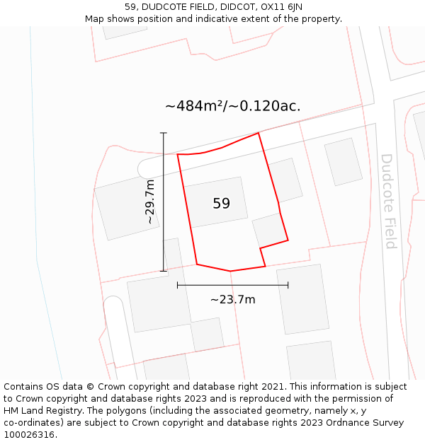 59, DUDCOTE FIELD, DIDCOT, OX11 6JN: Plot and title map