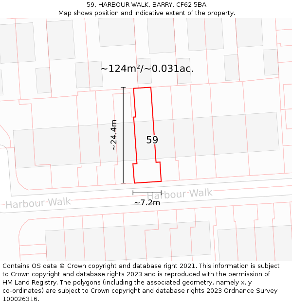 59, HARBOUR WALK, BARRY, CF62 5BA: Plot and title map