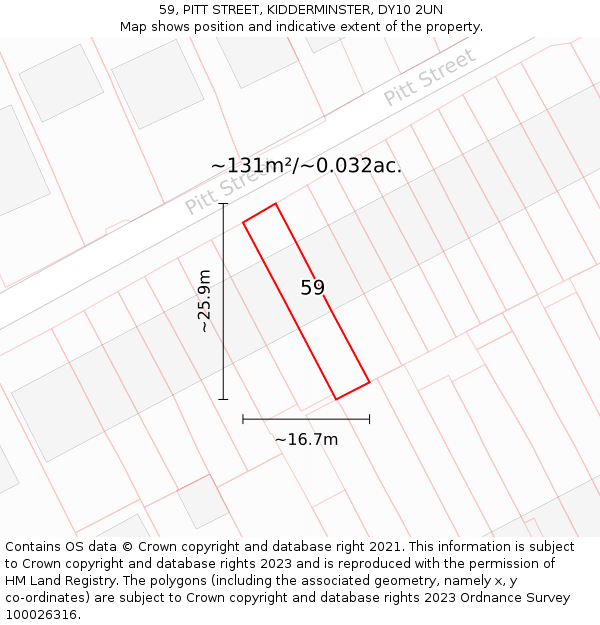 59, PITT STREET, KIDDERMINSTER, DY10 2UN: Plot and title map