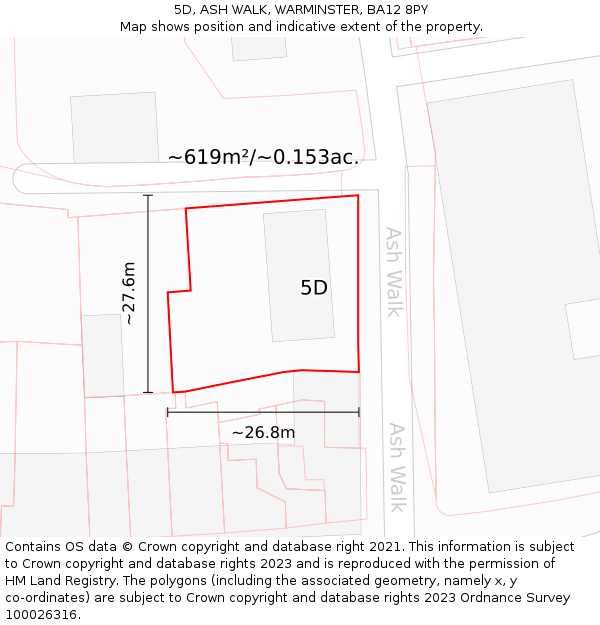 5D, ASH WALK, WARMINSTER, BA12 8PY: Plot and title map