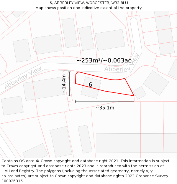 6, ABBERLEY VIEW, WORCESTER, WR3 8LU: Plot and title map