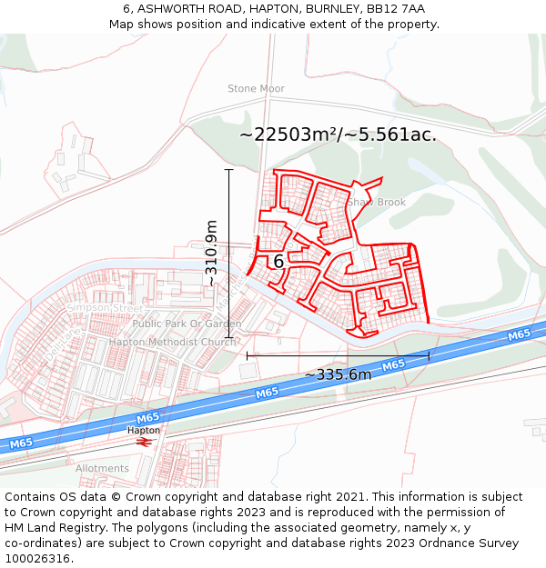6, ASHWORTH ROAD, HAPTON, BURNLEY, BB12 7AA: Plot and title map