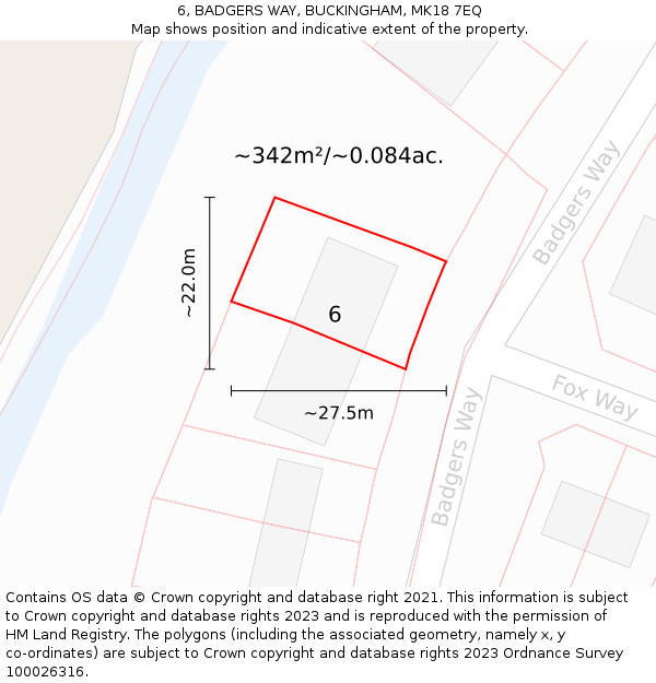 6, BADGERS WAY, BUCKINGHAM, MK18 7EQ: Plot and title map