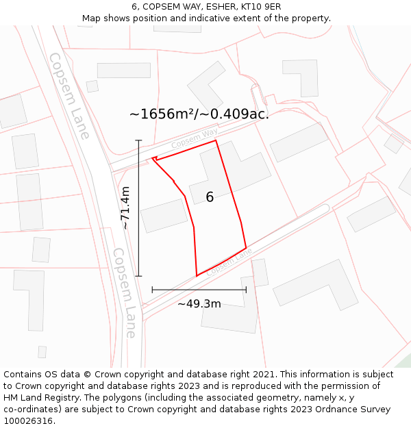 6, COPSEM WAY, ESHER, KT10 9ER: Plot and title map