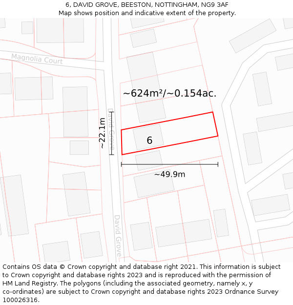 6, DAVID GROVE, BEESTON, NOTTINGHAM, NG9 3AF: Plot and title map
