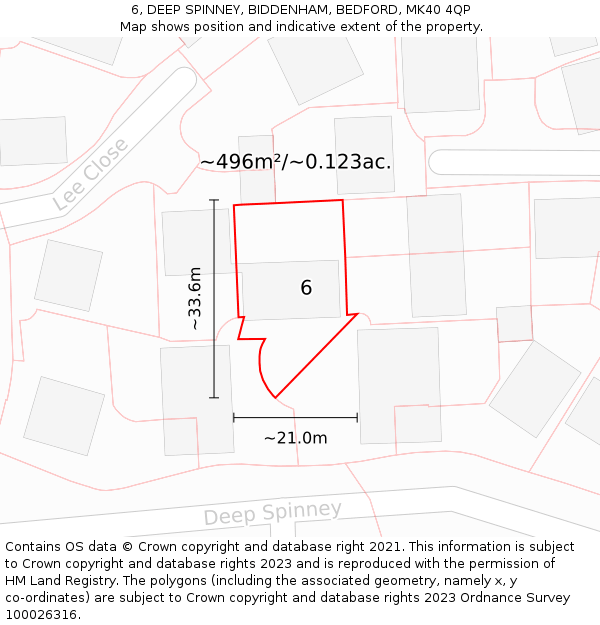 6, DEEP SPINNEY, BIDDENHAM, BEDFORD, MK40 4QP: Plot and title map