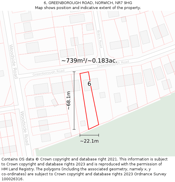 6, GREENBOROUGH ROAD, NORWICH, NR7 9HG: Plot and title map