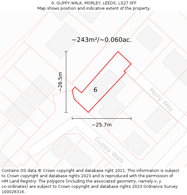 6, GUPPY WALK, MORLEY, LEEDS, LS27 0FF: Plot and title map