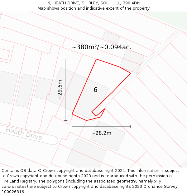 6, HEATH DRIVE, SHIRLEY, SOLIHULL, B90 4DN: Plot and title map