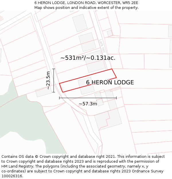 6 HERON LODGE, LONDON ROAD, WORCESTER, WR5 2EE: Plot and title map