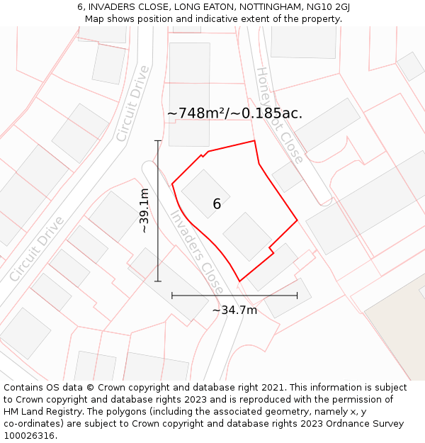 6, INVADERS CLOSE, LONG EATON, NOTTINGHAM, NG10 2GJ: Plot and title map