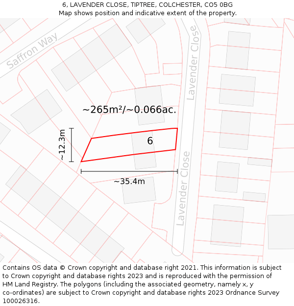 6, LAVENDER CLOSE, TIPTREE, COLCHESTER, CO5 0BG: Plot and title map