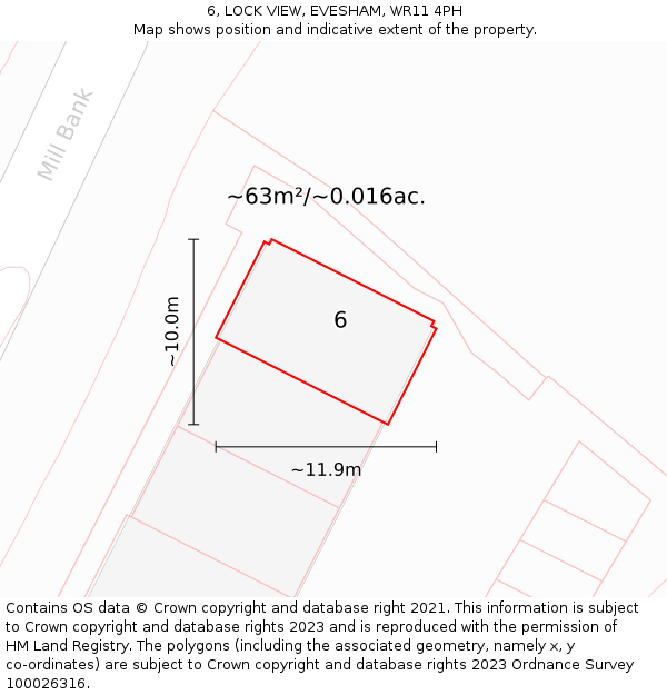 6, LOCK VIEW, EVESHAM, WR11 4PH: Plot and title map