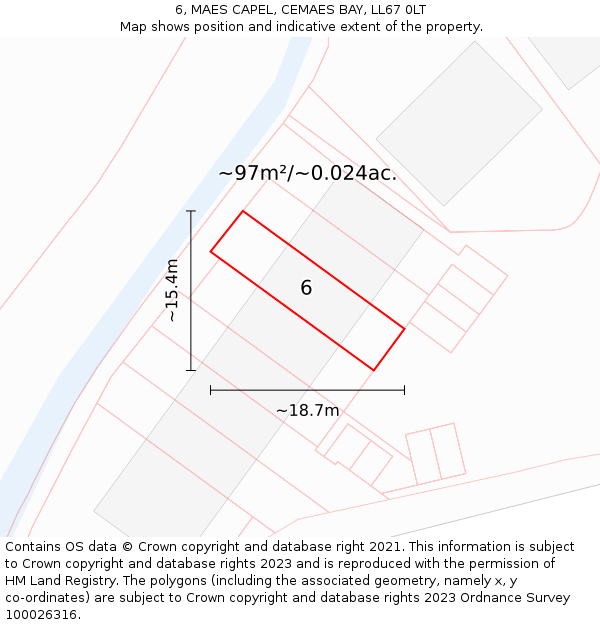 6, MAES CAPEL, CEMAES BAY, LL67 0LT: Plot and title map