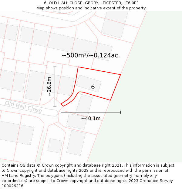6, OLD HALL CLOSE, GROBY, LEICESTER, LE6 0EF: Plot and title map