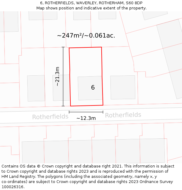 6, ROTHERFIELDS, WAVERLEY, ROTHERHAM, S60 8DP: Plot and title map