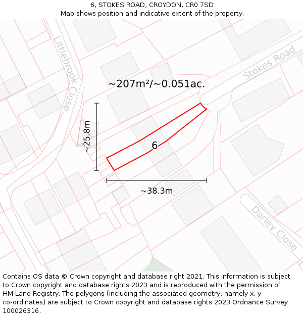6, STOKES ROAD, CROYDON, CR0 7SD: Plot and title map