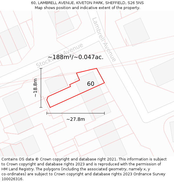 60, LAMBRELL AVENUE, KIVETON PARK, SHEFFIELD, S26 5NS: Plot and title map