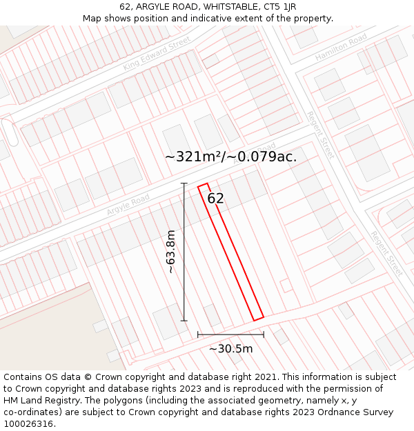 62, ARGYLE ROAD, WHITSTABLE, CT5 1JR: Plot and title map