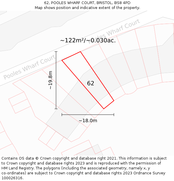 62, POOLES WHARF COURT, BRISTOL, BS8 4PD: Plot and title map