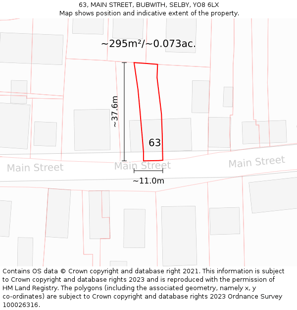 63, MAIN STREET, BUBWITH, SELBY, YO8 6LX: Plot and title map
