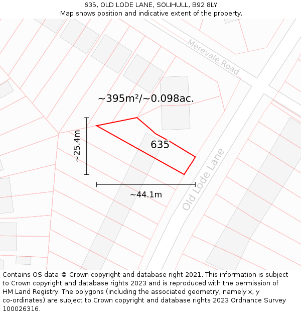 635, OLD LODE LANE, SOLIHULL, B92 8LY: Plot and title map